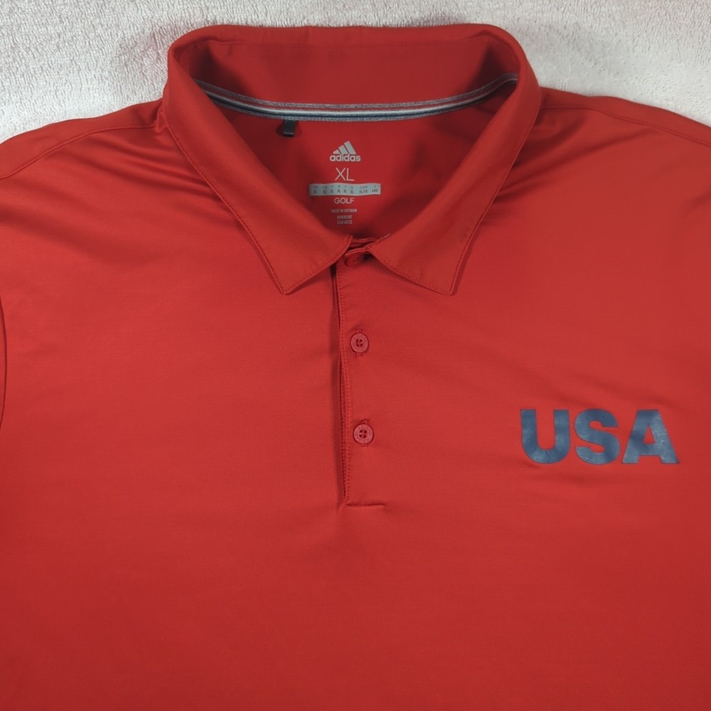Adidas Golf Team USA Polo Shirt Mens XL Red Performance Stretch Olympic